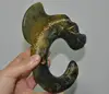 5"China Hongshan Culture old Jade carve sacrifice Feng Shui dragon hook statue 2