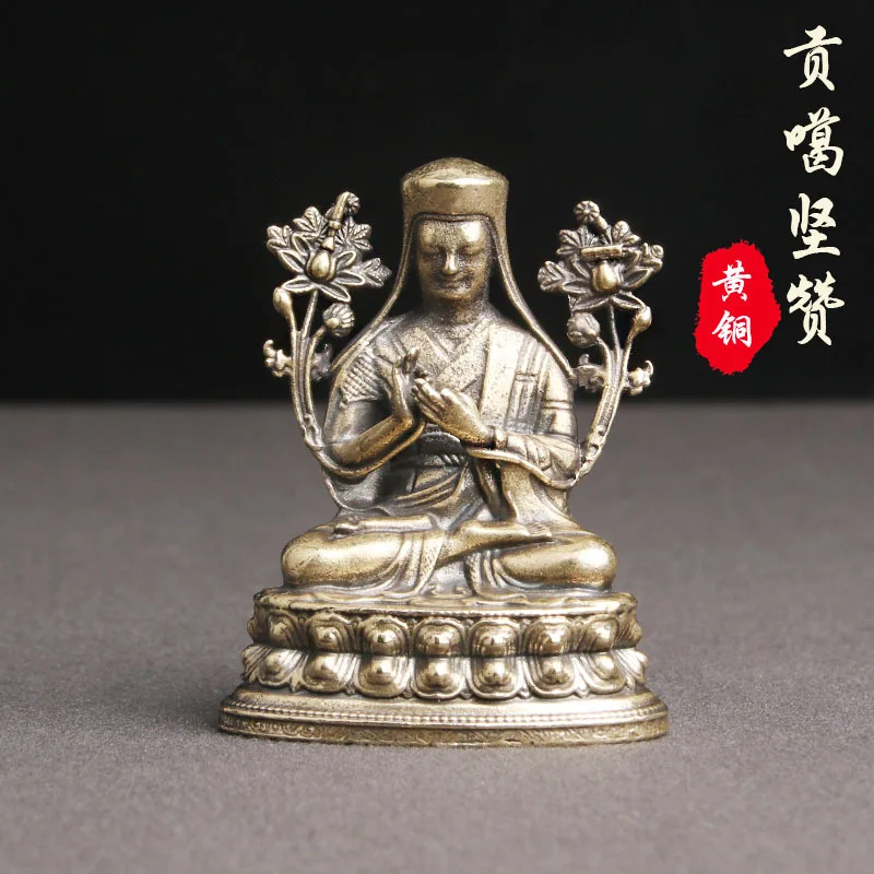 

Brass Tibetan Buddha Sakya Four Ancestors Gong Ka Gyaltsen Buddha statue worship god idol, handicrafts and old bronze ware