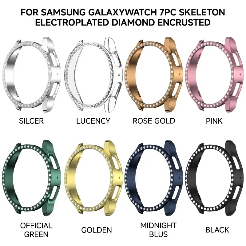 Sparkling Diamond Protective Case for 40mm & 44mm Smartwatches - Shiny Encrusted Cover Without Glass