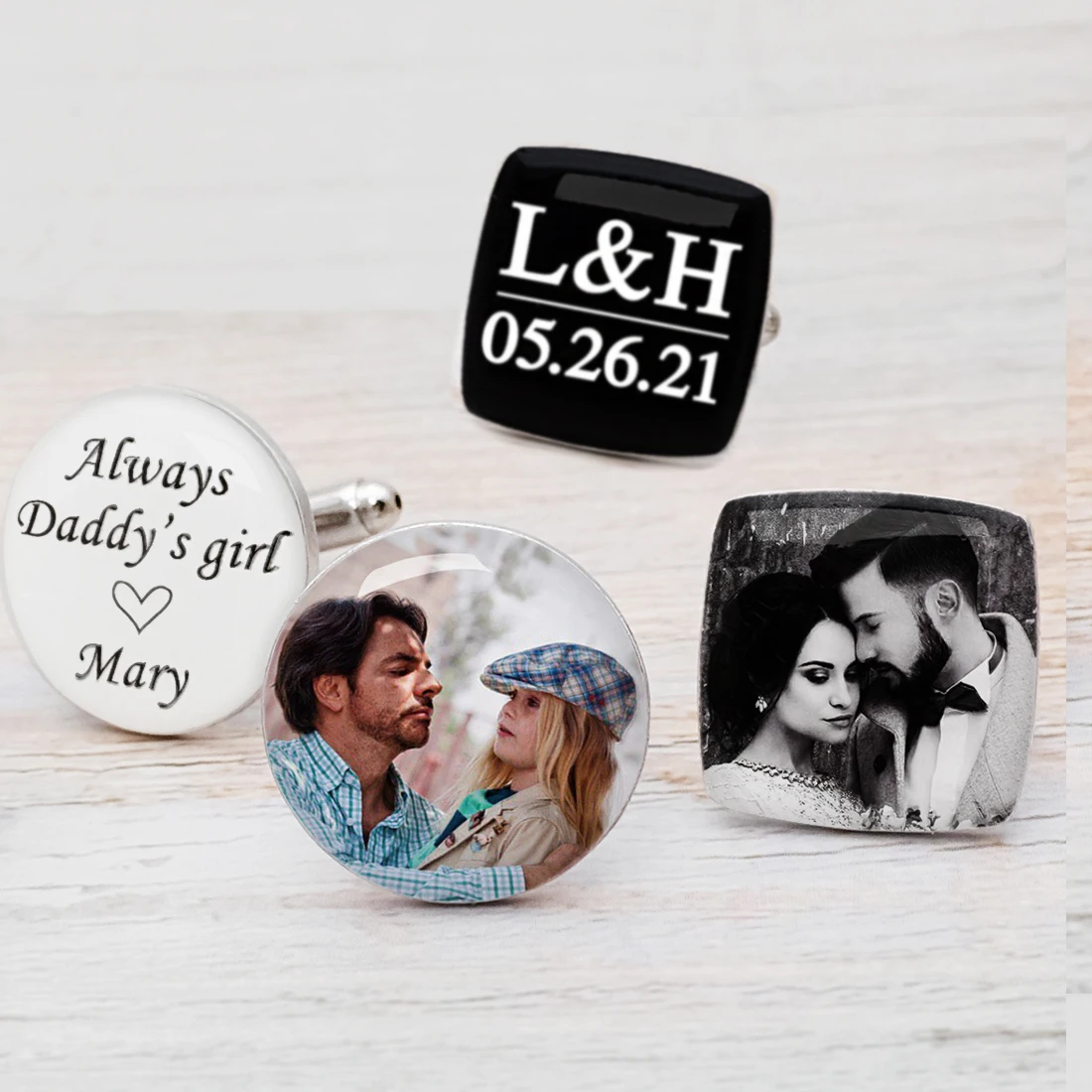 Custom Photo Cufflinks Picture Cufflinks Mens Cufflinks Personalized Gift for Man Groom Dad Father's Gift