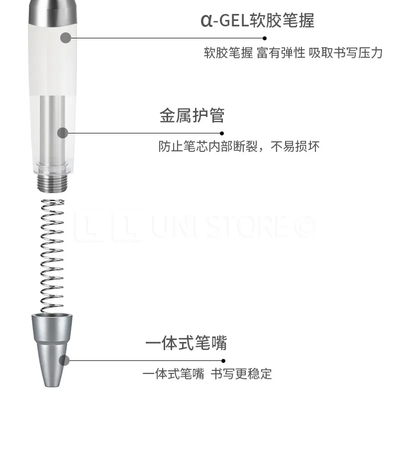 Uni SXN1000 Mittlerer Ölstift, 0,5/0,7 mm, niedrige Schwerkraft, weicher Gelgriff, Anti-Müdigkeit, glattes Schreiben, Kugelschreiber, hochwertiges Zubehör – Detail 5