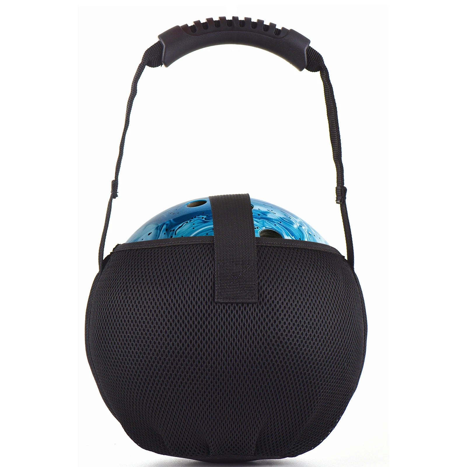 Portable Bowling Mesh Bag Single Bowling Bag with Reinforced Handle Can Hold One Ball for Sports Black