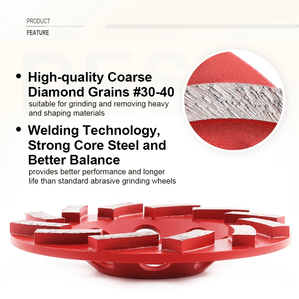 SHDIATOOL Diameter 4.5 Inch (115mm) Diamond Grinding Cup Wheel Concrete, Grinding Disc Segmented Turbo Type Sanding Disc Wheel