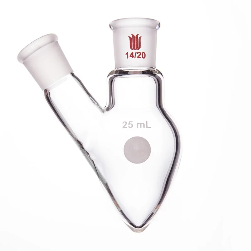 SYNTHWARE Two Necked Heart-shaped Lab Volumetric Flask Pear shaped Flask Capacity 5mL 10mL 15mL 25mL 50mL Borosilicate glass F34