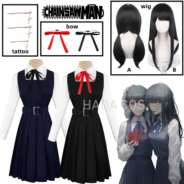 HOLOUN Anime Chainsaw Man Cosplay Costume Mitaka Asa Black Dress War Devil  School Uniform 2 Bow Ties Halloween Christmas Gift - AliExpress