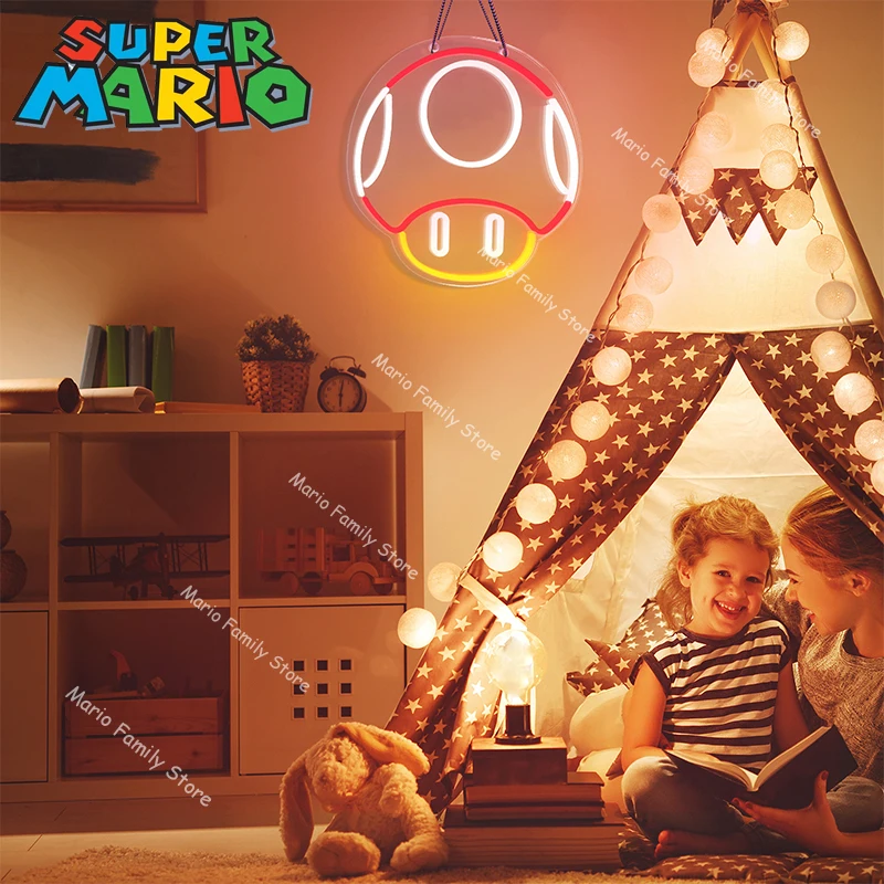 Super Mario Bros Toad Neon Lights Anime Usb Led Night Light Room Decoration Kids Bedroom Night Lamp Regali Di Decorazione Natalizia