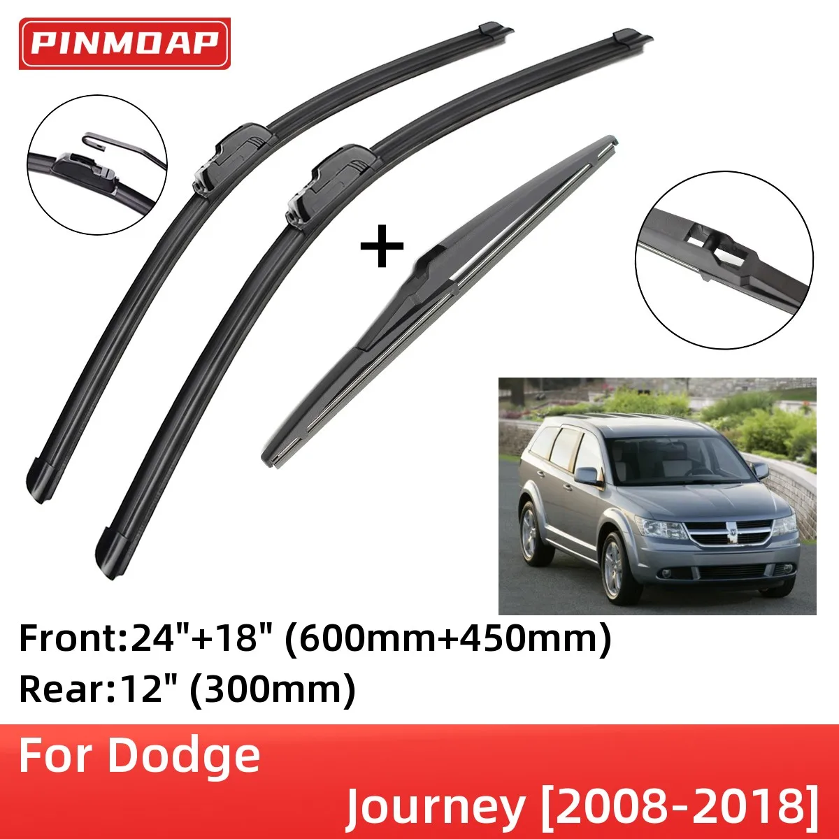 For Dodge Journey 20082018 Front Rear Wiper Blades Brushes Cutter Accessories J Hook 2009 2010
