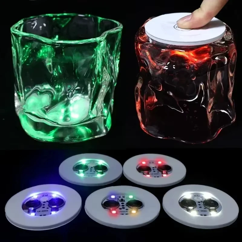 Interluxe heldere LED drankonderzetters - marmer-look (koper) - Edele onderzetter met licht voor dranken