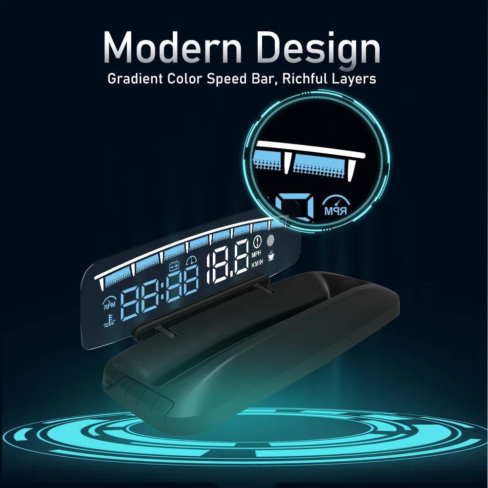 HUD ̷ M41 ÷ ڵ  ÷, OBD2   ӵ ,  溸,   RPM 