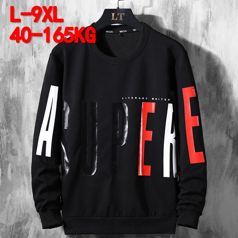 Plus Size 7XL 8XL 9XL Mens Hoodies Big Letter Hoodie Men Aesthetic Clothes Spring Autumn Street Wear Sweatshirts Pullover | Мужская