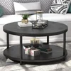 Rustic Industrial 35.8" Round Coffee Table with Storage Shelf and Sturdy Metal Legs, Easy Assembly 1