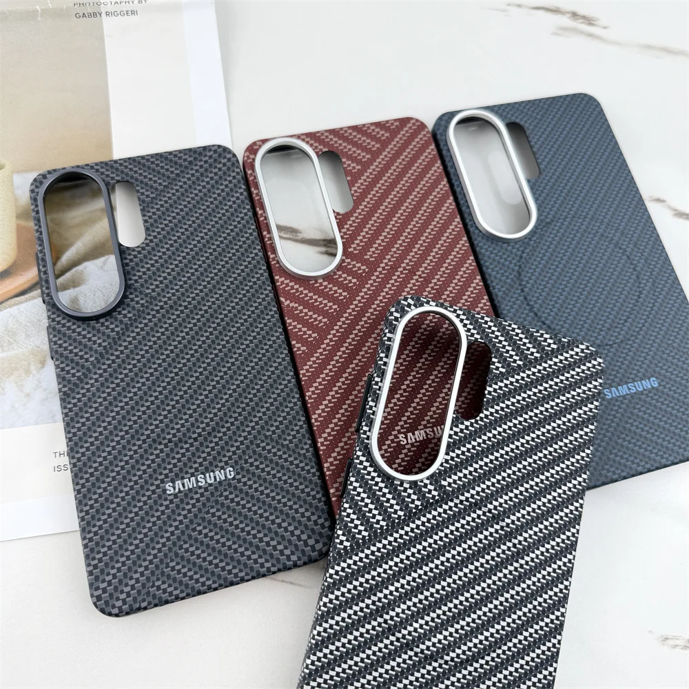 Ultra Thin Carbon Fiber Texture Magnetic Case with Alloy Lens Protection
