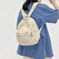 Corduroy Mini Backpack Multiple Pockets School Bag Classic Solid Color Shoulder Bag S/M/L Soft Unisex Female Commuter Travel Bag 1