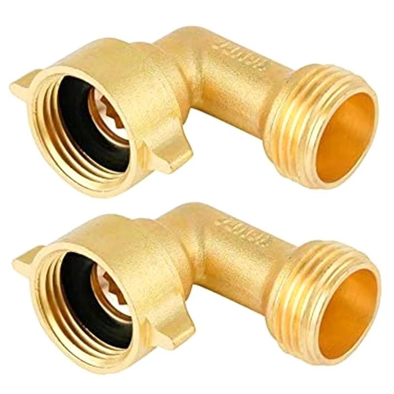 

2Pcs 90 Degree Garden Hose Elbow 3/4 Inch Hose Brass Garden Hose Connector Spare Parts For RV Water Hookups&Residential Faucets