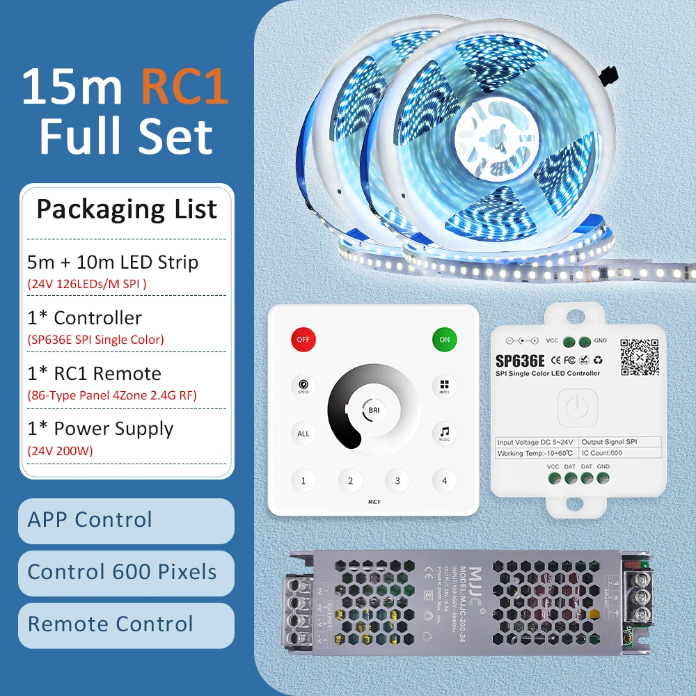 ตัวเลือกสินค้า LED ริบบิ้น 24V ยาว 10-20 เมตร ควบคุมผ่านแอป แสงน้ำไหล เทคนิคตกแต่งไฟ