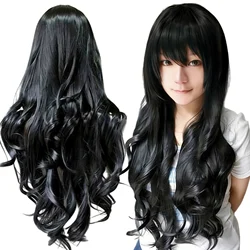 Sky Blue Curly Cosplay Wig for Girls - Perfect for Halloween and Anime Costumes (Black)