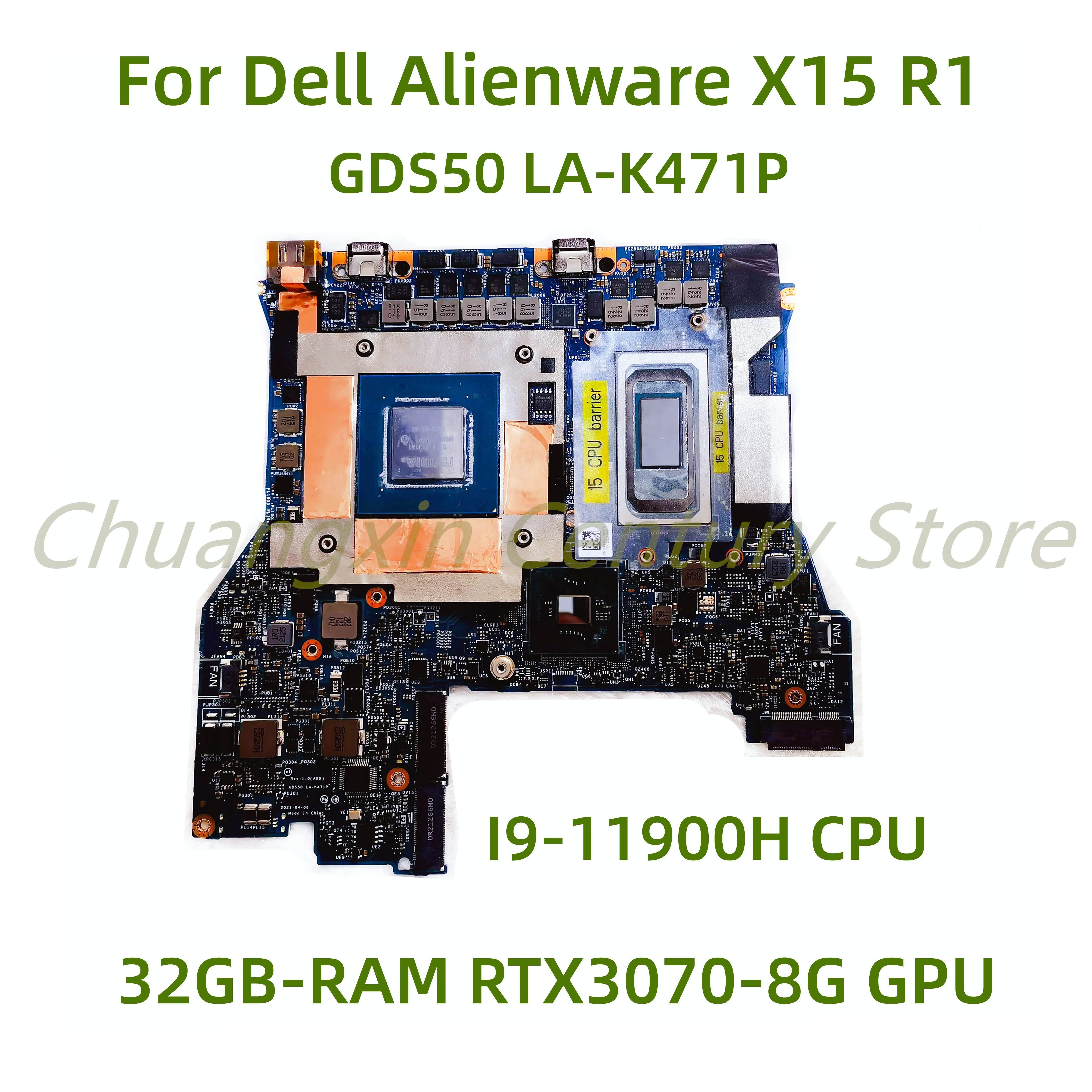 

Suitable for Dell Alienware X15 R1 laptop motherboard GDS50 LA-K471P with I9-11900H CPU 32GB-RAM RTX3070-8G GPU 100% Tested