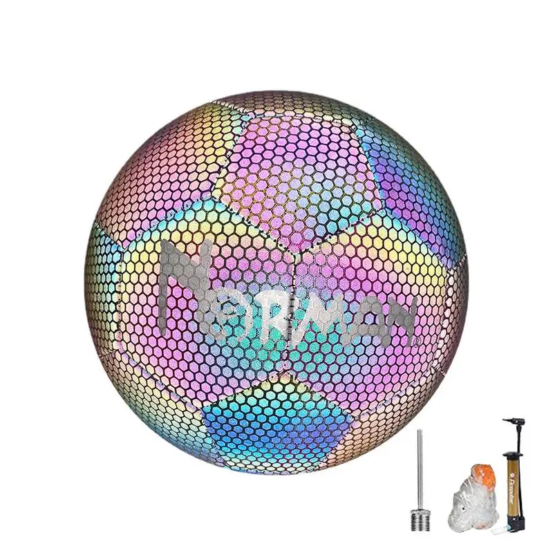 

Night Time Soccer Ball Size 4/5 Reflective Colorful Luminous Football Bright-Glow Material Ball For Student Teenagers Outdoor