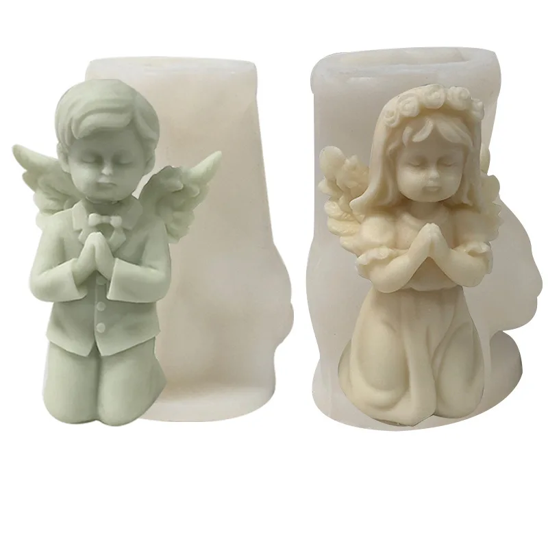 

3D Prayer Angel Creative Candle Silicone Mold DIY Plaster Epoxy Resin Ornament Mould Handmade Soap Candle Making Supplies M669