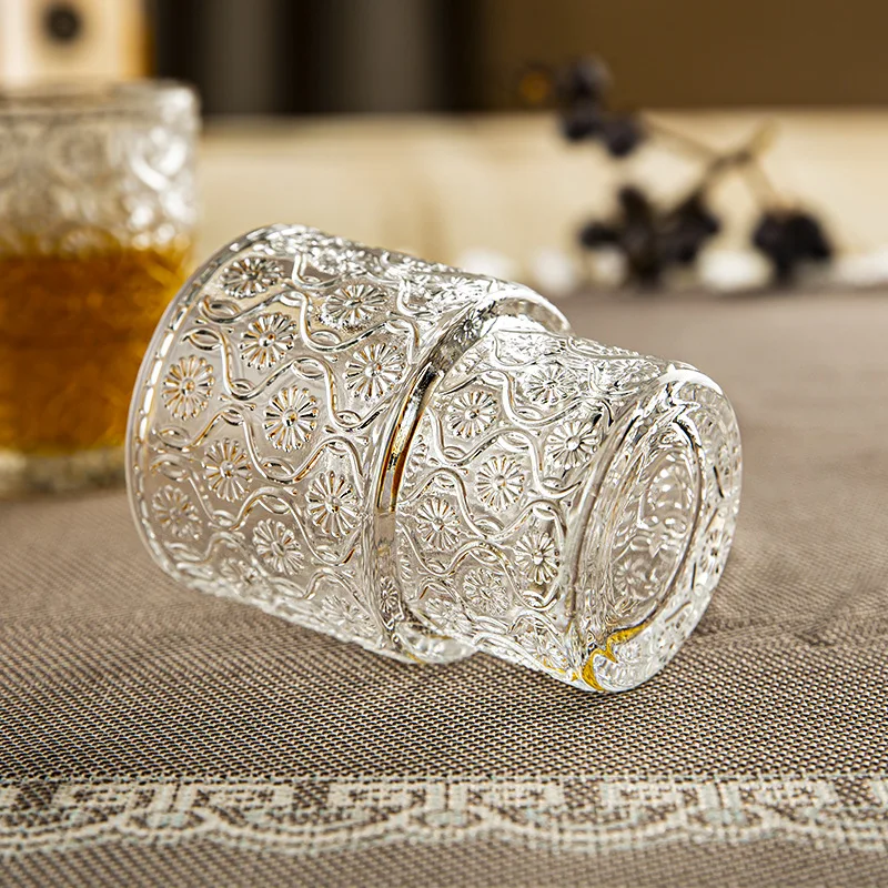 Embossed Beaded Glass Cups