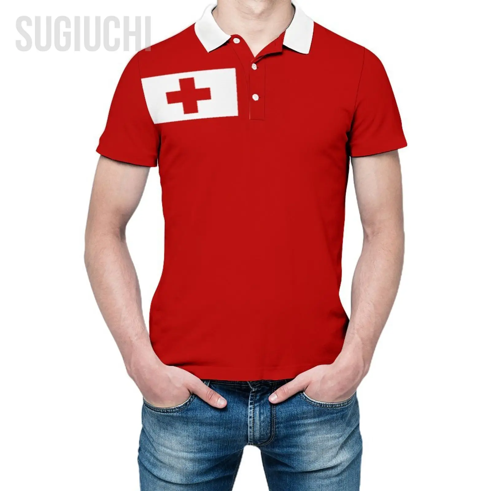 Polo Unisex Tonga Flag 3D Print Uomo Polo Abbigliamento Moda Tute Maniche Corte
