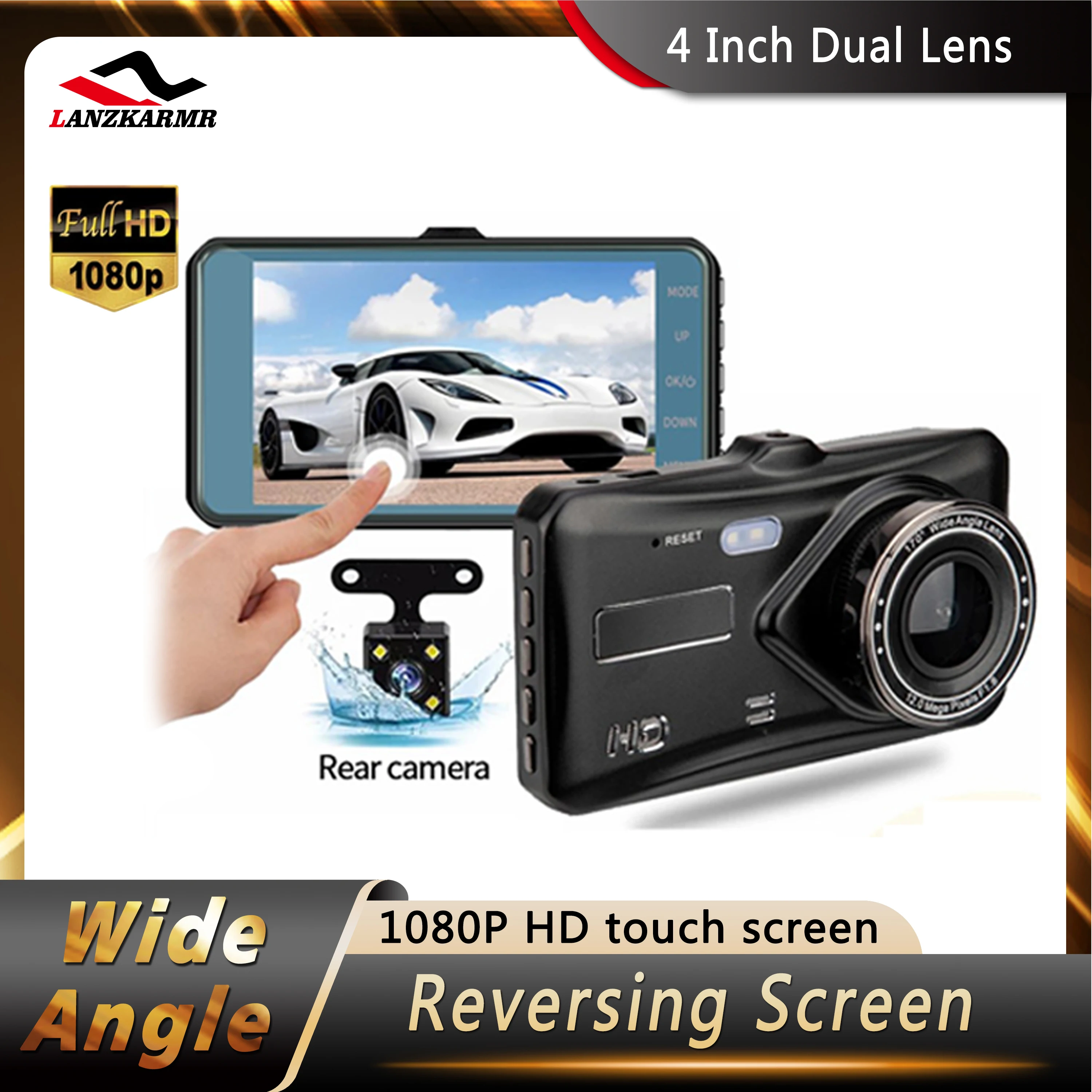 Camcorder Car DVR Dashcam 4 Inch IPS Touch Screen 170° G Sensor Dual Lens WDR Full HD 1080P