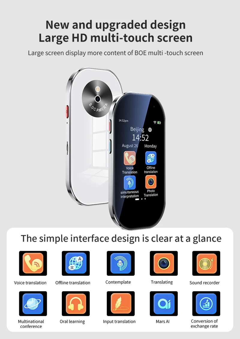 D6 AI Smart Translator Machine Support Cantonese with Camera Real-time Intelligent Translate Instant Voice Translation Device