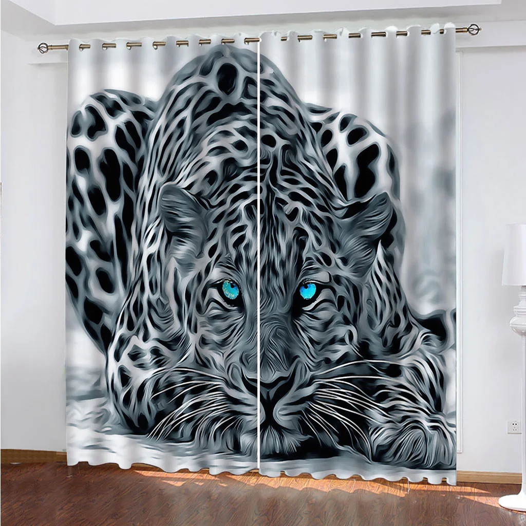 

Curtains For Living Room Extra Long 3D Animal Fierce Leopard Blackout Curtain, Room Curtain Bedroom Window, Balcony Drapes