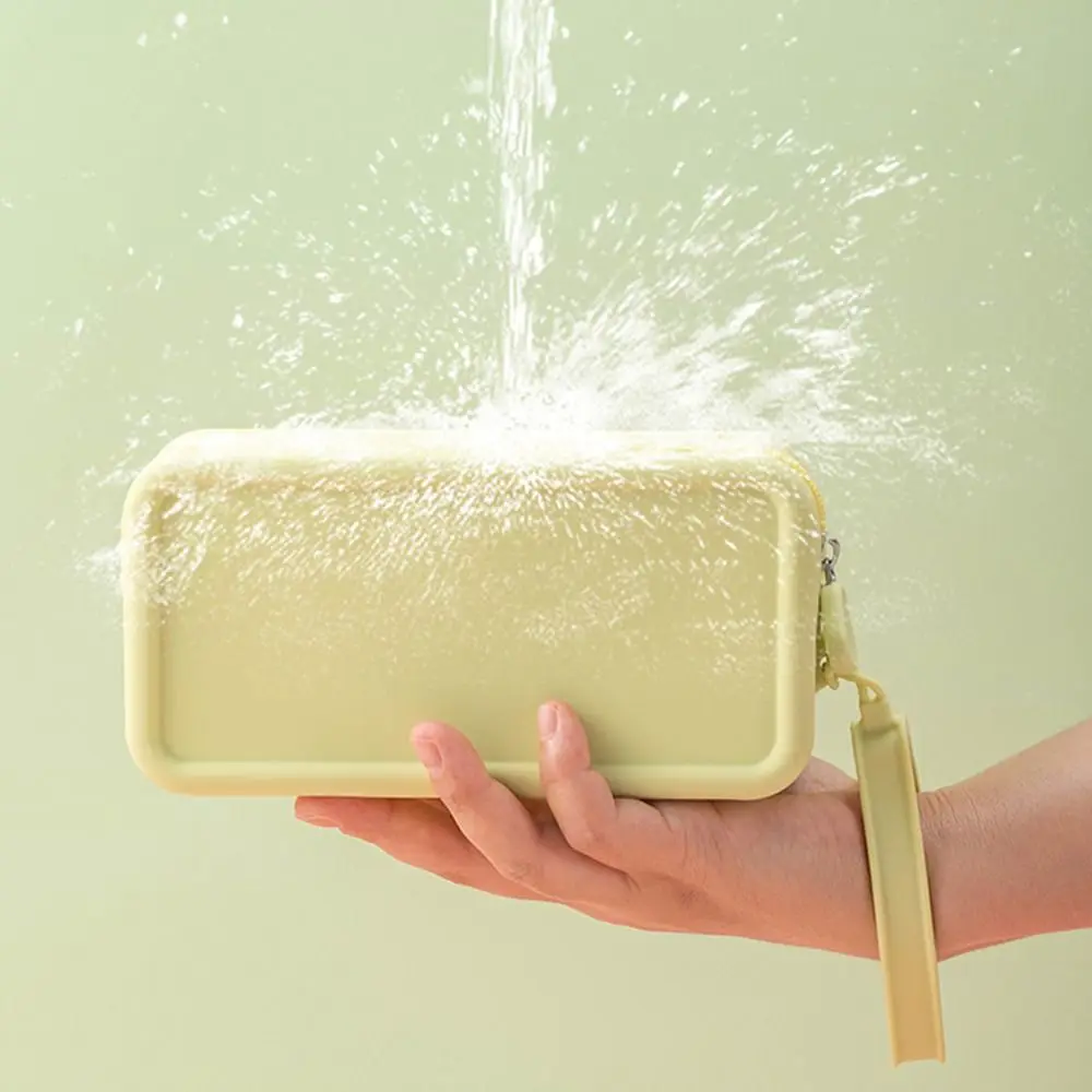 Portable Silicone Coin Purse Large Capacity Waterproof Earphone Bag Solid Color Zipper Cosmetic Bag Students