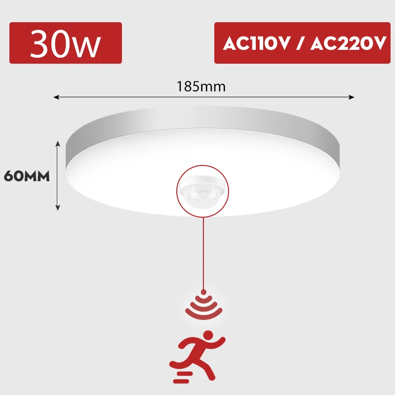 Motion Sensor LED Ceiling Lamps 110V 220V Surface Mounted PIR Light for Living