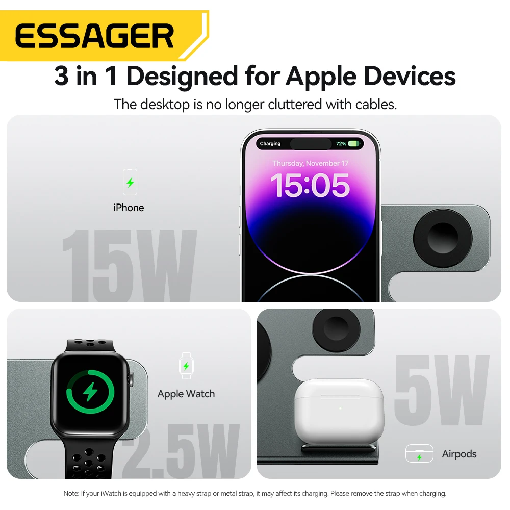 3 in 1 Magnetic Wireless Desktop Charger PD15W Fast Charging Station for iPhone 15 14 13 12 Pro Max Apple Watch Airprods magnetic wireless charger magnetic charging cable