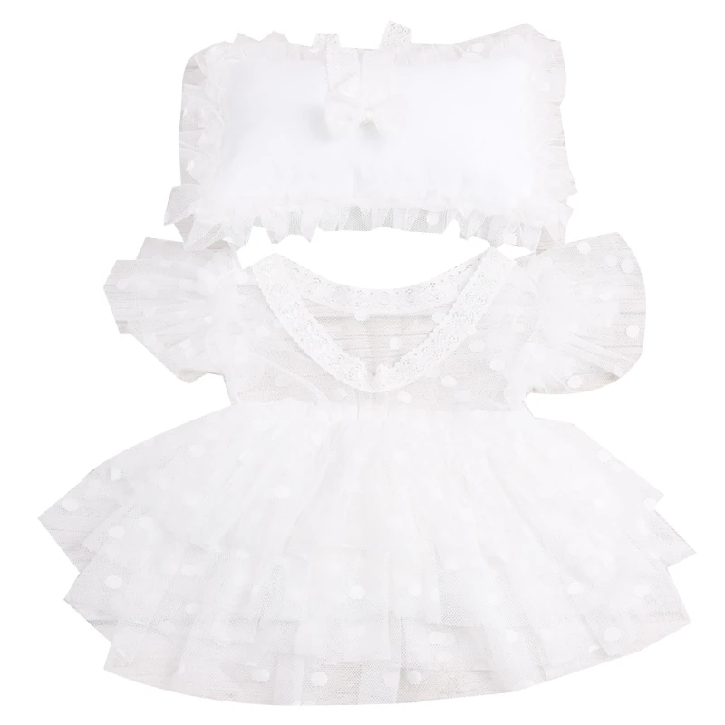 

Newborn Baby Photography Props Photo Infant Girls Dress Pillow Bow Hair Tie Hairband Set for Infant Girls 3PCS