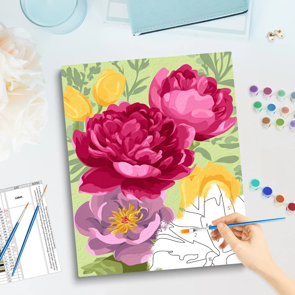 GATYZTORY Painting By Numbers New Flowers Decorative Watercolor Acrylic Paints Handwork Handmade Oil Picture Drawing Home Decor