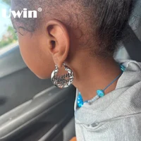 UWIN Customized Twist Hoop Earrings with Names Stainless Steel Letters Hoop Earrings for Women Girls Fashion Jewelry Accessories
