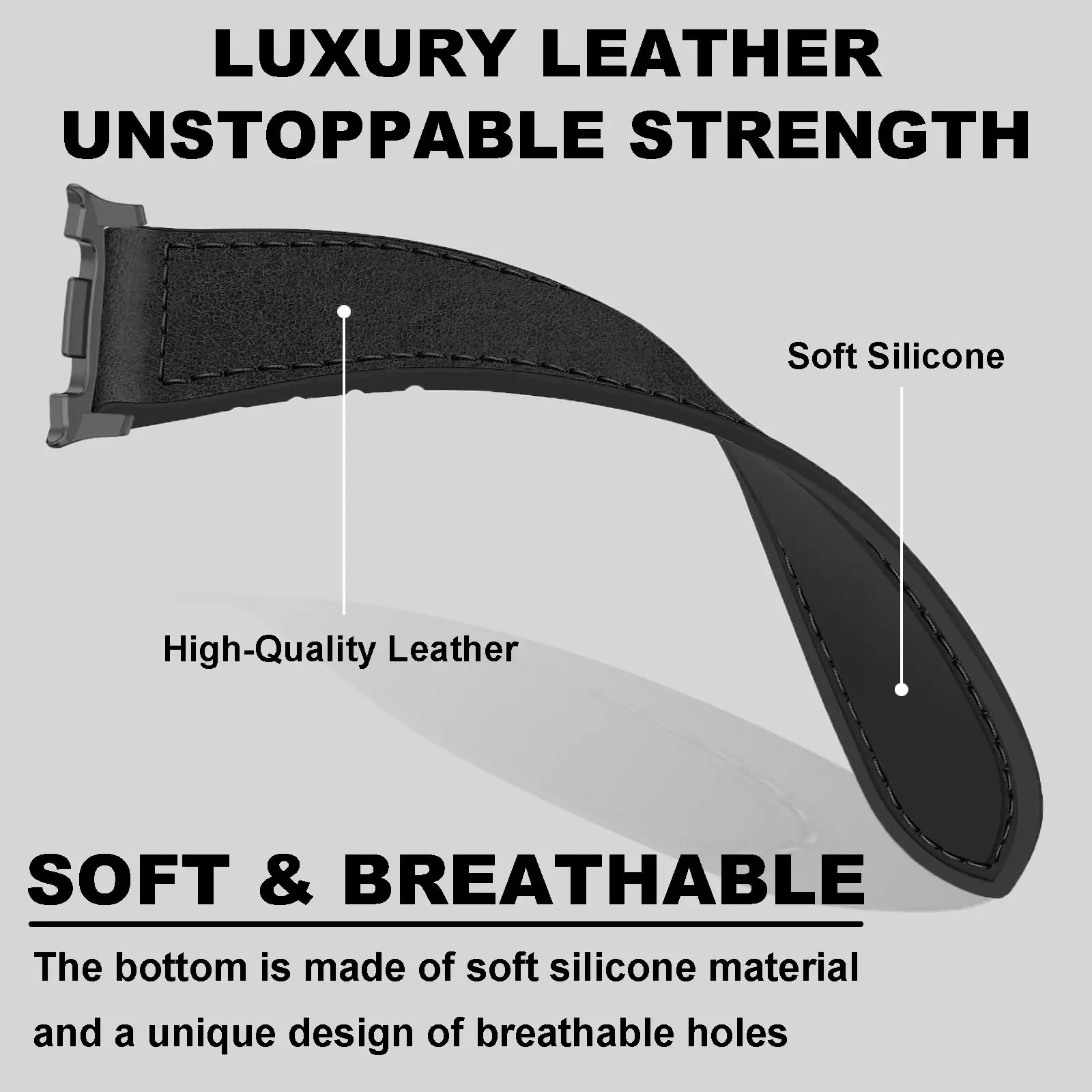 Premium Leather Magnetic Watch Strap - Classic Bracelet Design