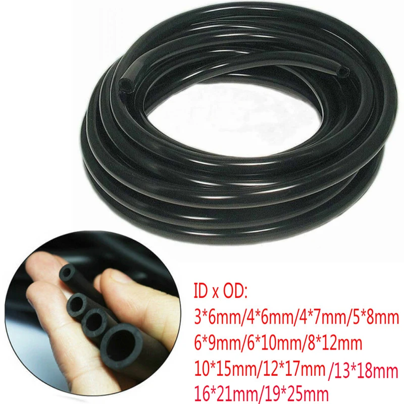 1m Black Nitrile Rubber Fuel Tube Petrol Diesel Oil Line Hose Pipe 3mm
