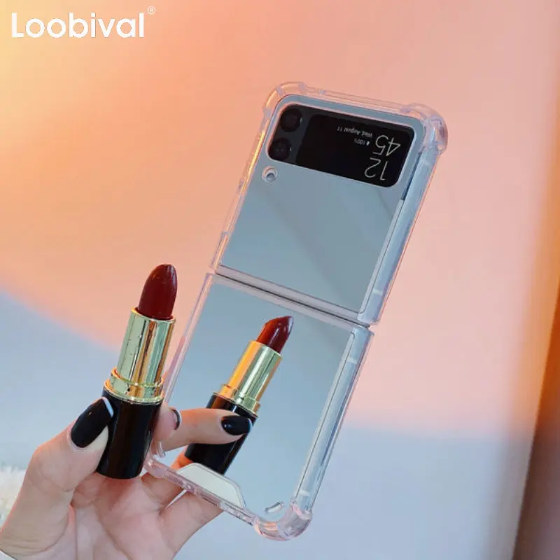 Custodia Pieghevole Per Telefono Ins Hd Mirror Per Samsung Z Flip 5 Zflip 5 4 3 Fashion Make Up Mirror Cover Sottile Antiurto Per Galaxy Zflip5