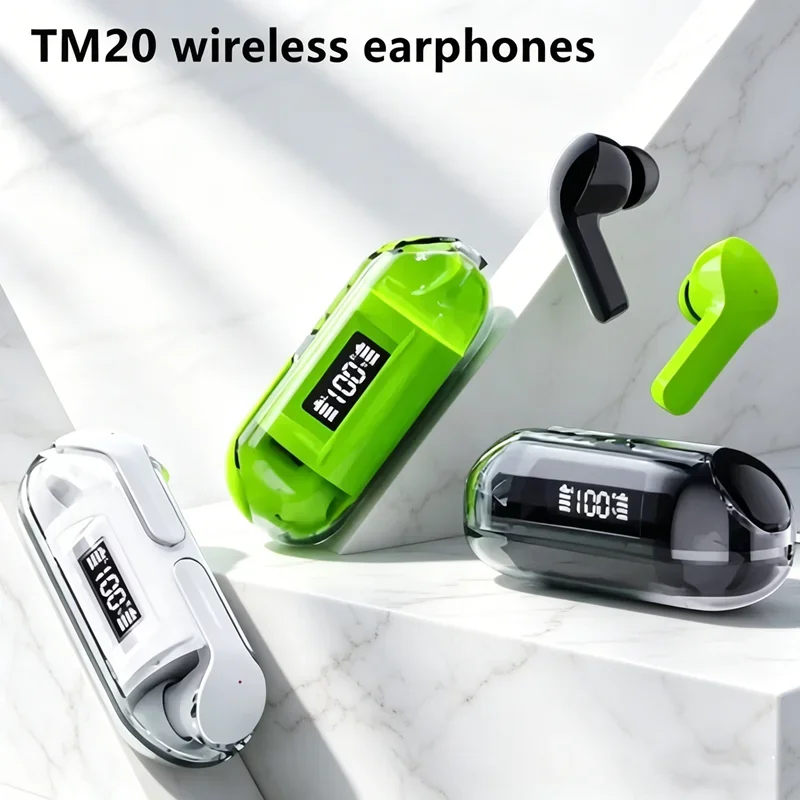 Wireless Bluetooth Earbuds with LED Display - Touch Control, Noise Cancelling, Waterproof Sports & Gaming Headset