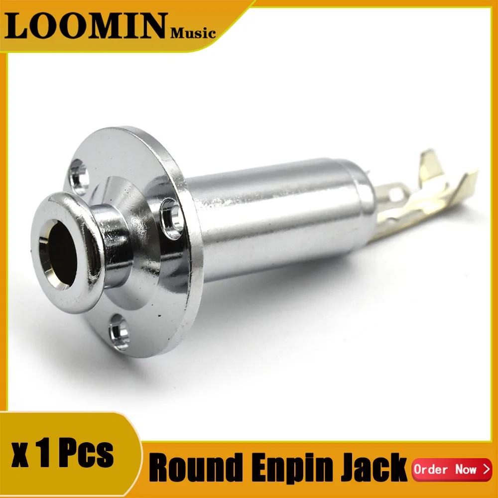 Round Acoustic Electric Guitar Endpin Cylinder Output End Pin Plug Jack Socket 1/4" 6.35mm Guitar Jack Accessories