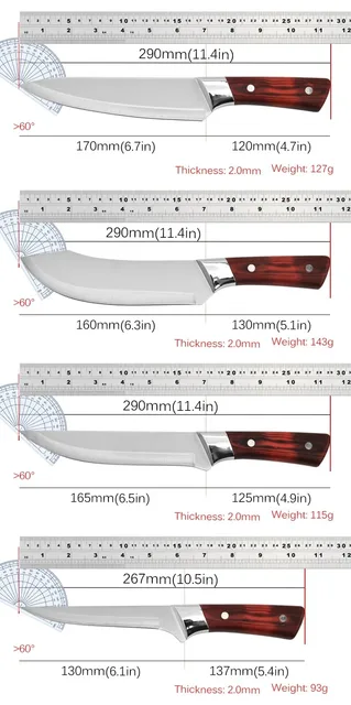 Couteau à désosser en acier inoxydable, couteau de boucher, couteau de chef, cuisine professionnelle opaque, convient pour le porc, le bétail, la viande de mouton 2