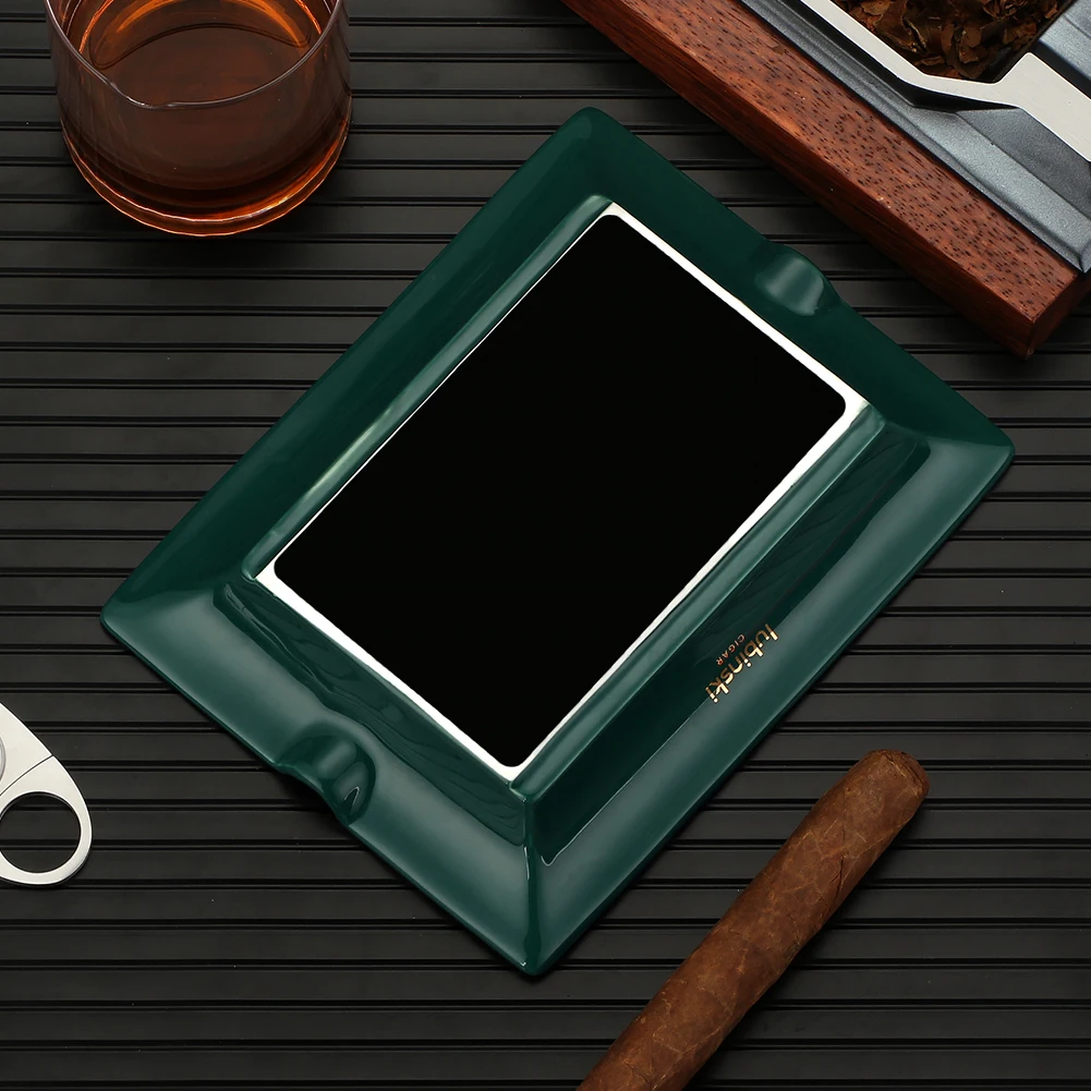 Lubinski Cigar Ashtray Home Living Room Ceramic Ashtray Creative Large Luxury Tobacco Ash Tray 2 Tubes Cigar Accessories Square ceramic ashtray