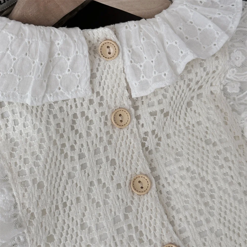 2025 Spring New Baby Clothes Girl 0-3 Years White Shirt Lace Cover Pink Bowknot Leggings 3pcs Suit Girls Cotton Clothing Set 6