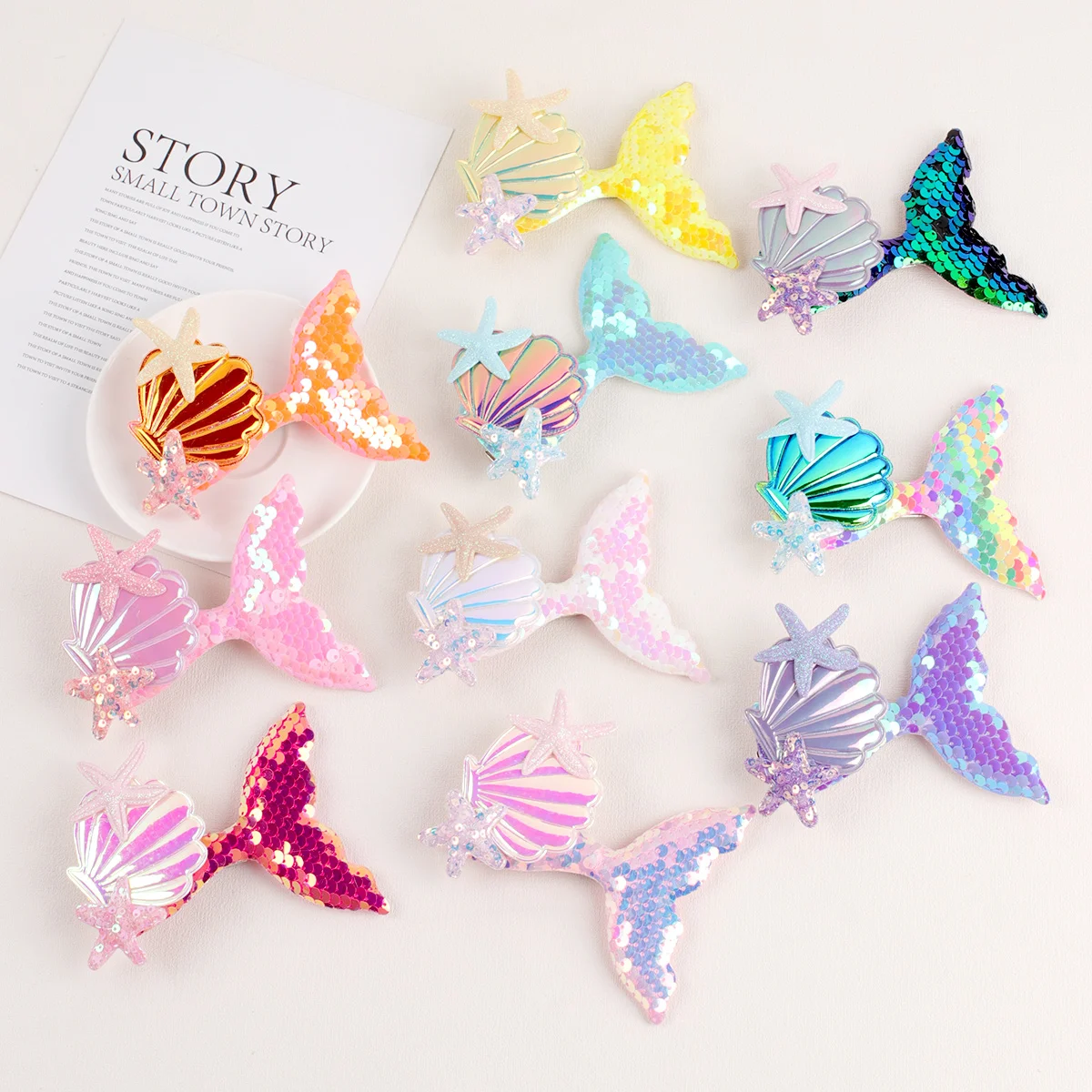 

New Baby Girl Mermaid Hair Clip Fishtail Sequins Barrettes Girls Party Princess Glitter Hairpins Litter Girl Hair Accessories