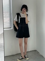 Women's Denim Overalls Short Trousers Wide Leg Loose Fit Thin Jumpsuit Korean Style for Petite Ladies Casual Clothing - Image 5