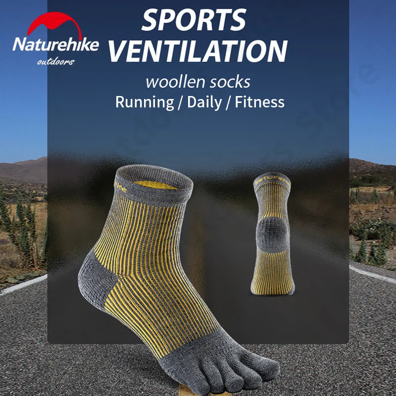 

Naturehike Wool Toe Socks Woolen Crew Socks Five Finger Stockings Outdoor Sports Fitness Running Daily Breathable Ultralight