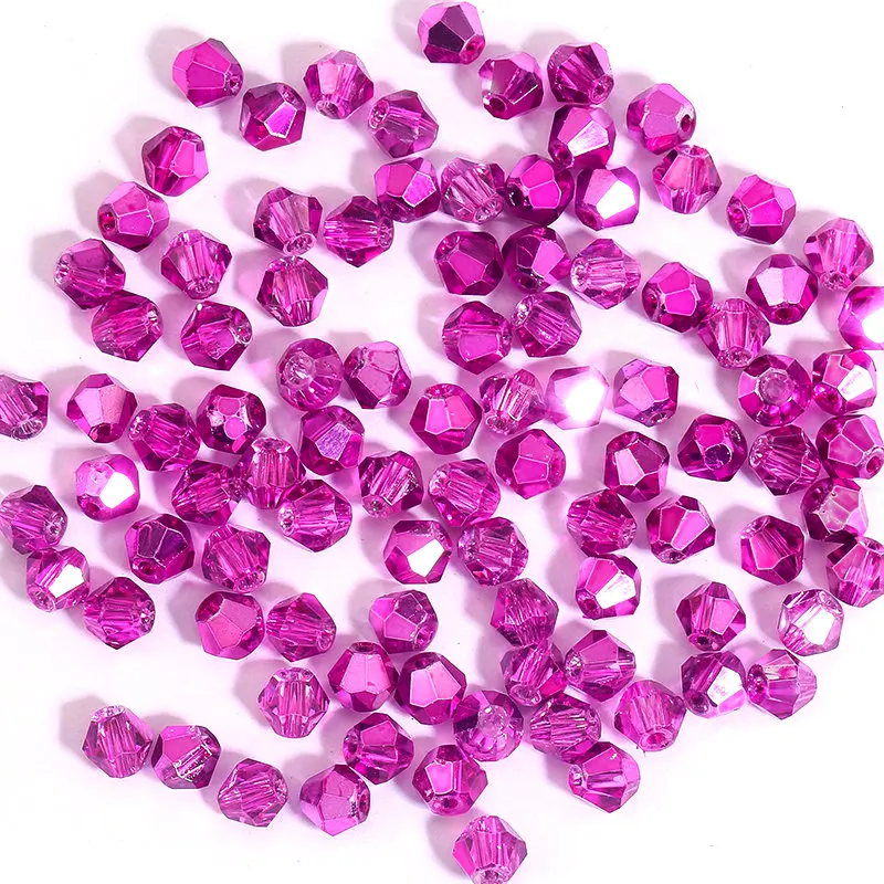 100Pcs 4MM Faceted Crystal Glass Bicone Beads for Jewelry Making and DIY Crafts