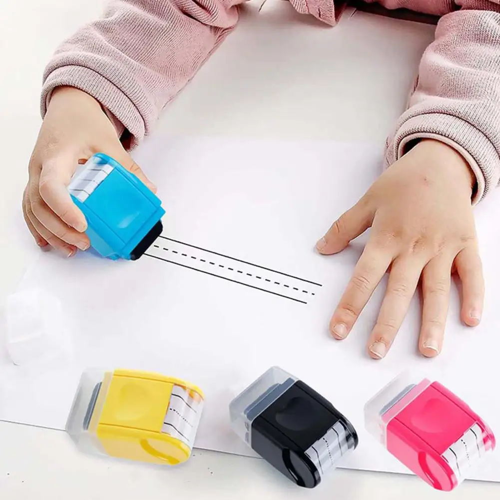 Calligraphy Tool Portable Race Track Stamp for Kids Self Inking Line Road Roller with Dashed Handwriting Lines for Practice
