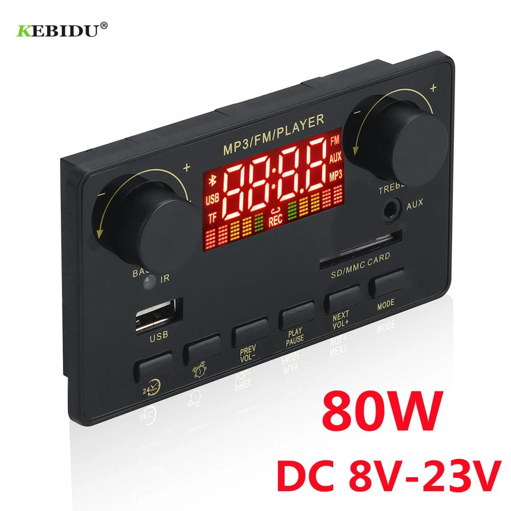 2*40W 80W Amplificatore Bluetooth 5.0 Lettore Mp3 Wav Decoder Board 12V Car Fm Radio Module Support Tf Usb Aux Handsfree Call Record