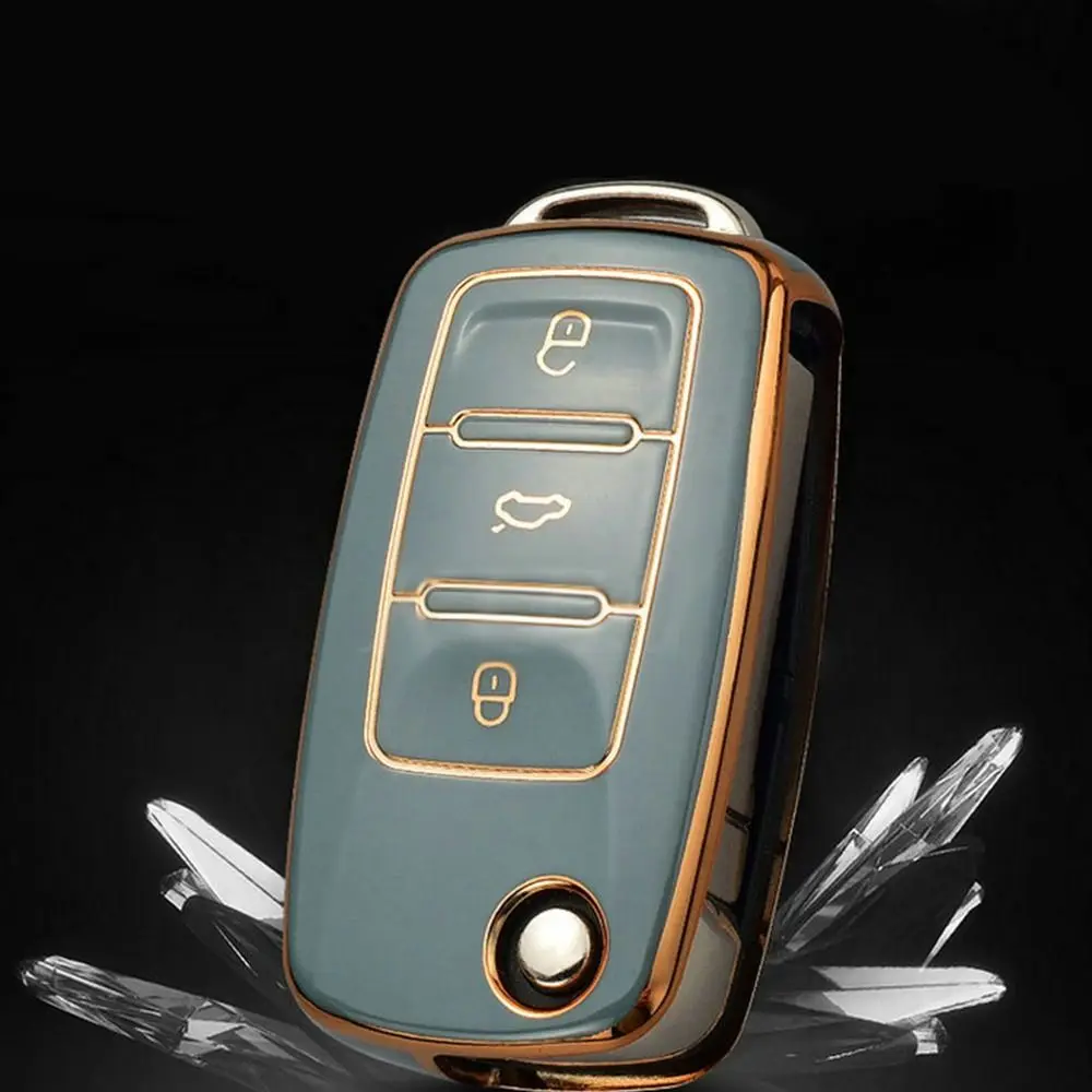 key case soft TPU shell cover for VW volkswagen polo golf passat beetle caddy tiguan skoda octavia kodiaq car accessories