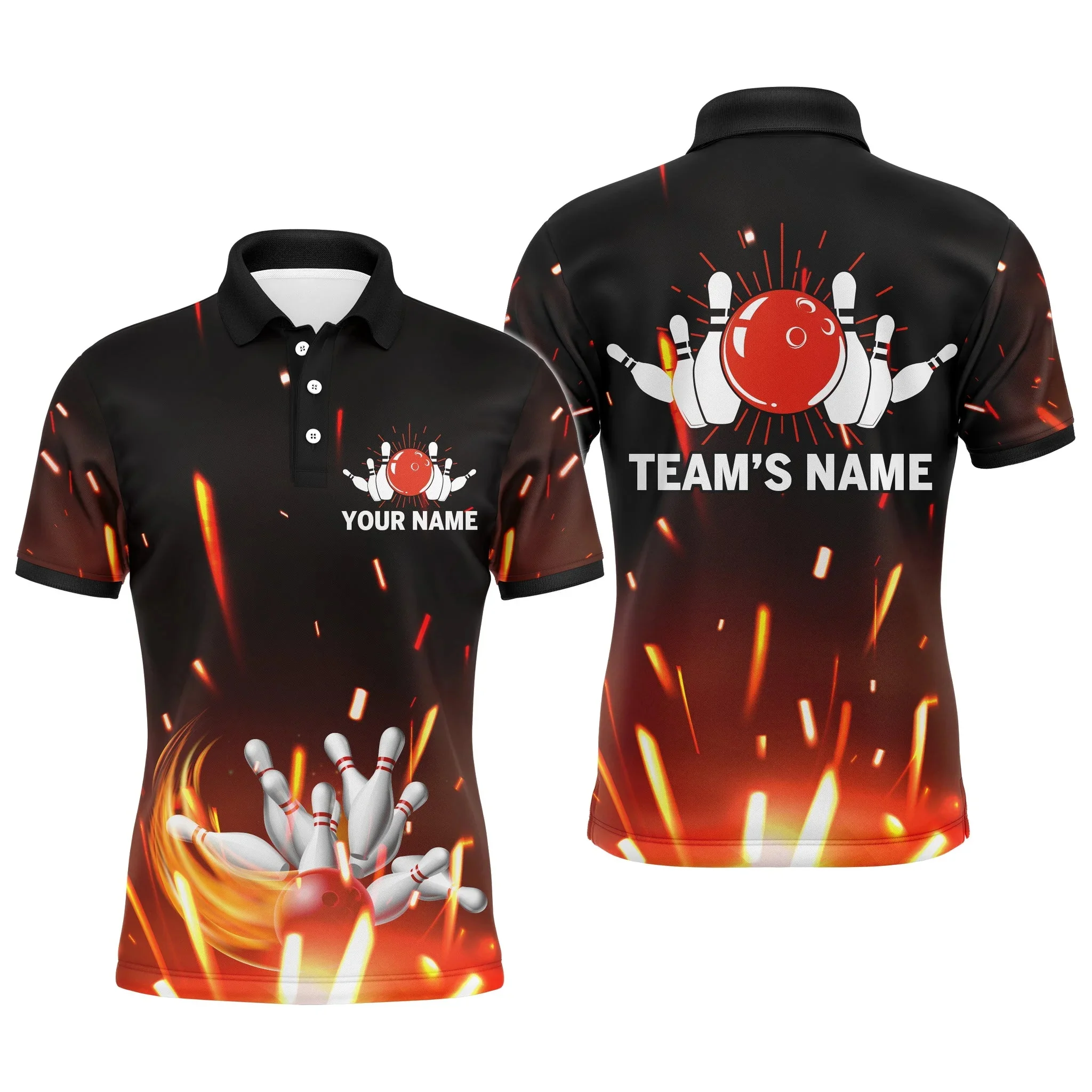 Personalisierter Name Bowling 3D-gedrucktes Sommer-Poloshirt Unisex Casual Kurzarm-T-Shirt Geschenk für Bowlingliebhaber POL-35 – Detail 16